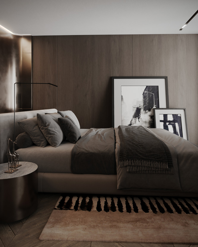 Side View of Blade Apartment Bedroom in Lugano Designed by Marco Parentela