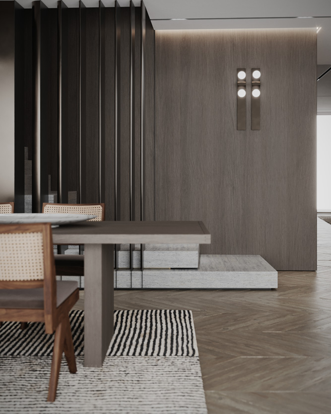 Dining Area of Blade Apartment in Lugano Designed by Marco Parentela