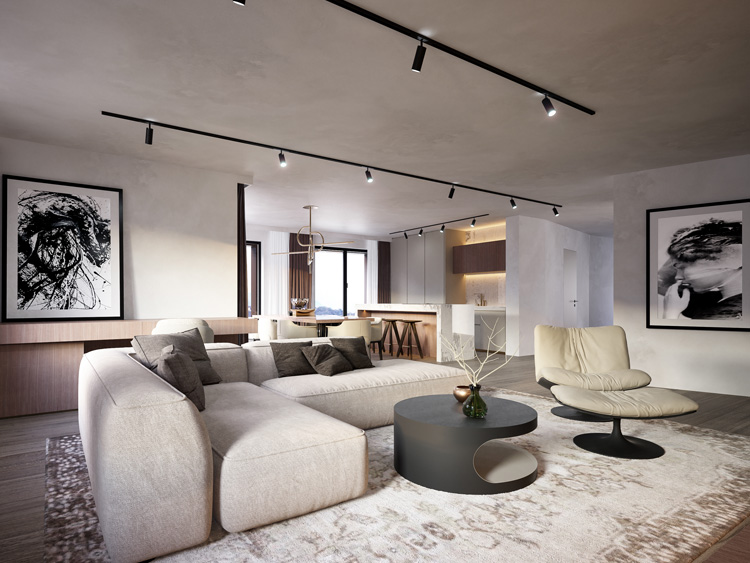 Canobbio 232 Luxury Living Room in Lugano with Large Corner Sofa Designed by Marco Parentela