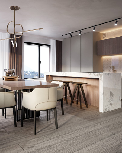 Modern Luxury Kitchen and Dining Area in Canobbio, Lugano, Designed by Marco Parentela