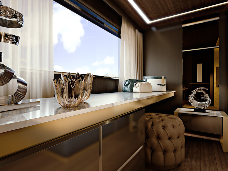 Vanity Counter in the Master Suite of Explorer 64 Luxury Yacht by Italian Designer Marco Parentela