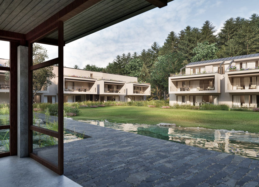 Exterior View of Hawa Residential Complex in Breganzona Context for Marco Parentela’s Interior Design