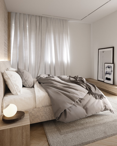 Elegant, Minimalist, Luxury Bedroom in Hawa Private Villa Designed by Marco Parentela