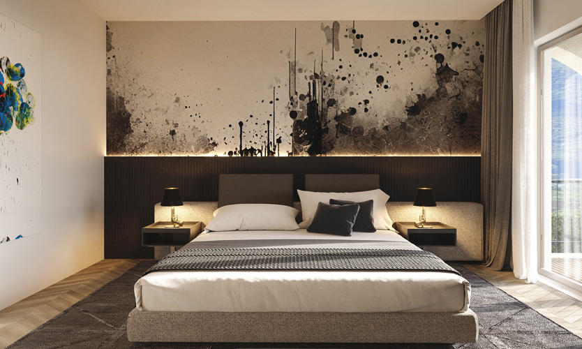 Master Bedroom of a Private Villa in Muzzano Designed by Marco Parentela