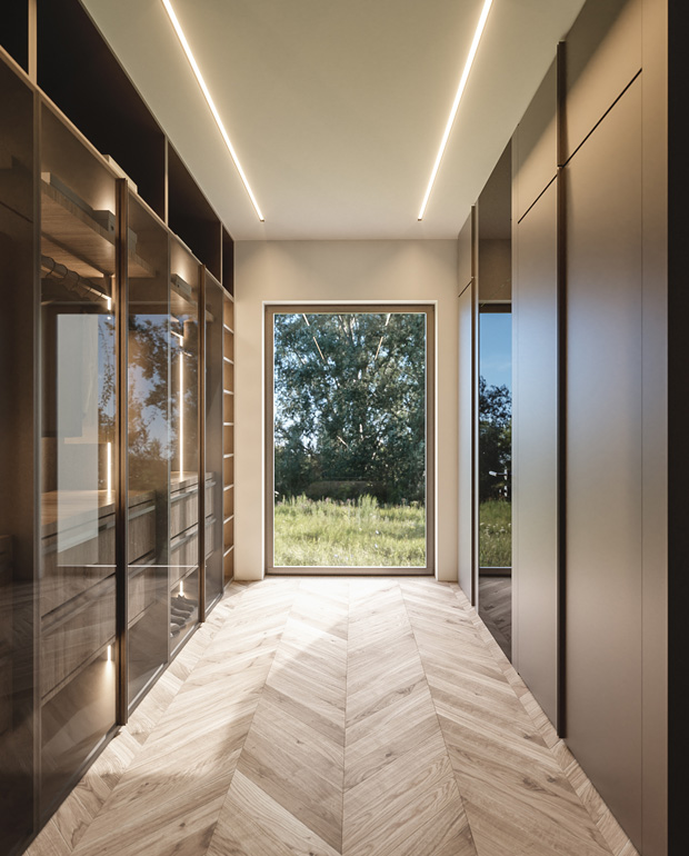 Luxury Walk-in Wardrobe in a Private Villa in Muzzano Designed by Marco Parentela
