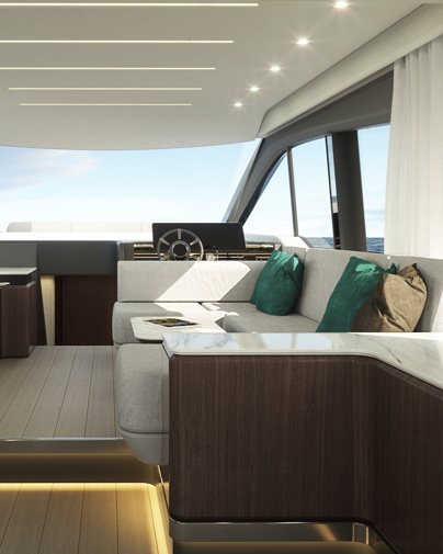 Sessa Marine F60 Yacht Interior Lounge Designed by Marco Parentela