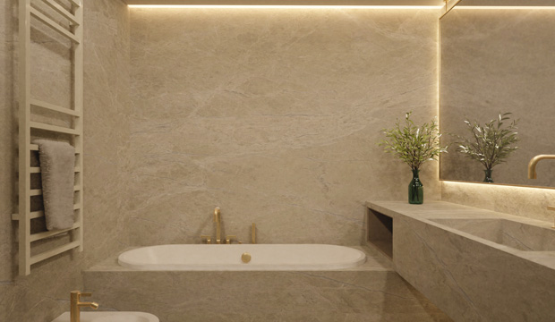 Guest Bathroom part of the Luxury Interiors of Villa Belvedere on Lake Como Designed by Marco Parentela