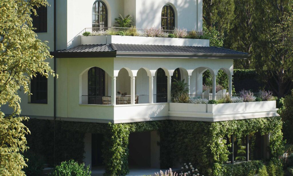 Arched Loggia and Planted Terraces of Villa Mangolia in Como Exterior Design by Marco Parentela