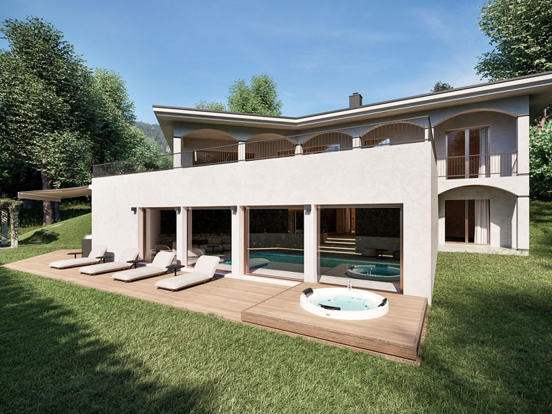 Luxury Villa Architecture in Muzzano with Pool, Spa and Sun Deck Designed by Marco Parentela