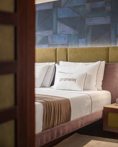 Luxury yacht cabin detail Prometej with bespoke interior design by Marco Parentela, warm materials and refined finishes.